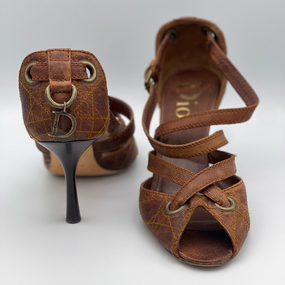 DIOR | Brown Quilted Leather D'Orsay Stiletto Pumps | IT 36.5 (US 6.5) - Picture 2 of 16